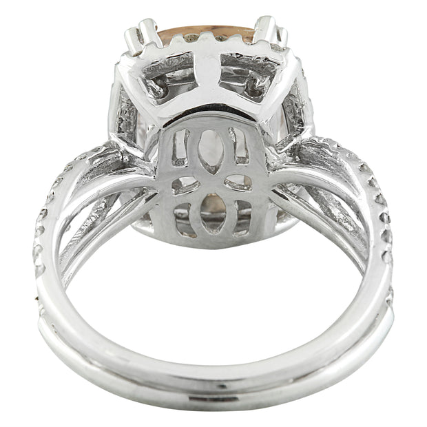 4.93 Carat Morganite 14K White Gold Diamond Ring - Fashion Strada