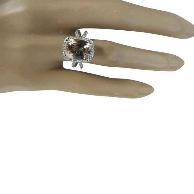 4.93 Carat Morganite 14K White Gold Diamond Ring - Fashion Strada