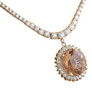17.14 Carat Morganite 14K White Gold Diamond Necklace - Fashion Strada