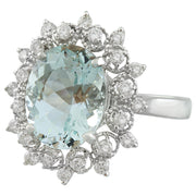 4.48 Carat Aquamarine 14K White Gold Diamond Ring - Fashion Strada