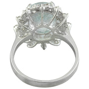4.48 Carat Aquamarine 14K White Gold Diamond Ring - Fashion Strada