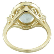 3.81 Carat Aquamarine 14K Yellow Gold Diamond Ring - Fashion Strada