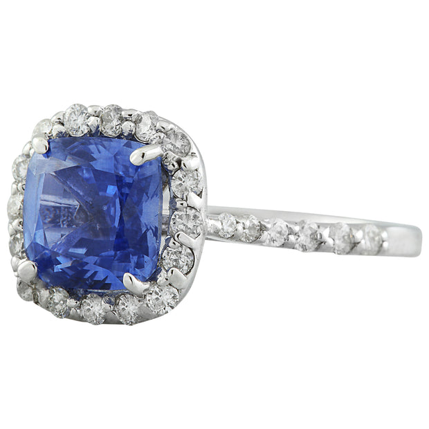 3.15 Carat Sapphire 14K White Gold Diamond Ring - Fashion Strada