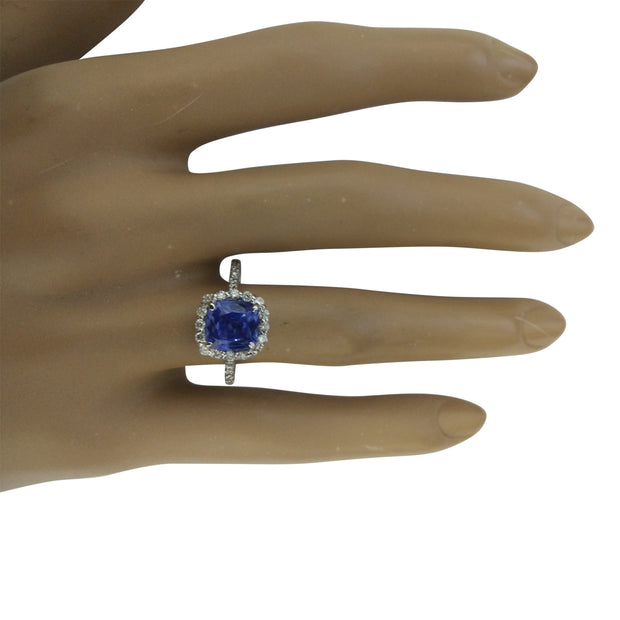 3.15 Carat Sapphire 14K White Gold Diamond Ring - Fashion Strada