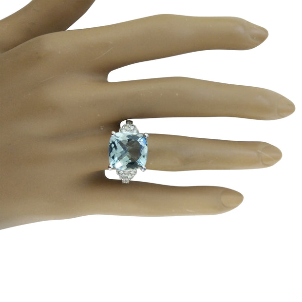 6.45 Carat Aquamarine 14K White Gold Diamond Ring - Fashion Strada