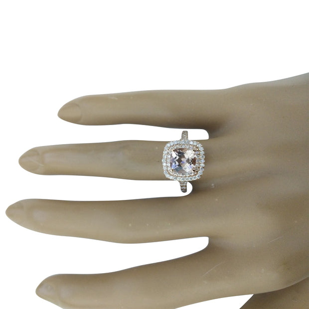 2.25 Carat Morganite 14K Rose Gold Diamond Ring - Fashion Strada