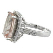 7.10 Carat Morganite 18K White Gold Diamond Ring - Fashion Strada
