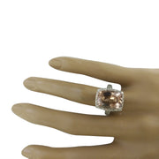 7.10 Carat Morganite 18K White Gold Diamond Ring - Fashion Strada