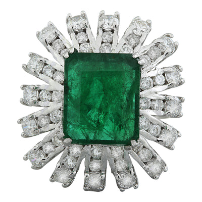 7.60 Carat Emerald 18K White Gold Diamond Ring - Fashion Strada