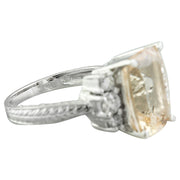 6.69  Carat Morganite 14K White Gold Diamond Ring - Fashion Strada