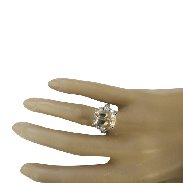 6.69  Carat Morganite 14K White Gold Diamond Ring - Fashion Strada