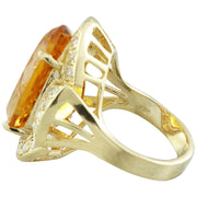 17.06 Carat Citrine 14K yellow Gold Diamond Ring - Fashion Strada