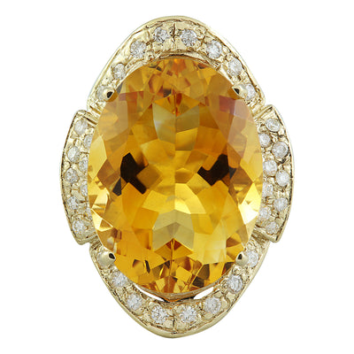 17.06 Carat Citrine 18K yellow Gold Diamond Ring