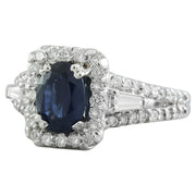 3.10 Carat Sapphire 18K White Gold Diamond ring - Fashion Strada