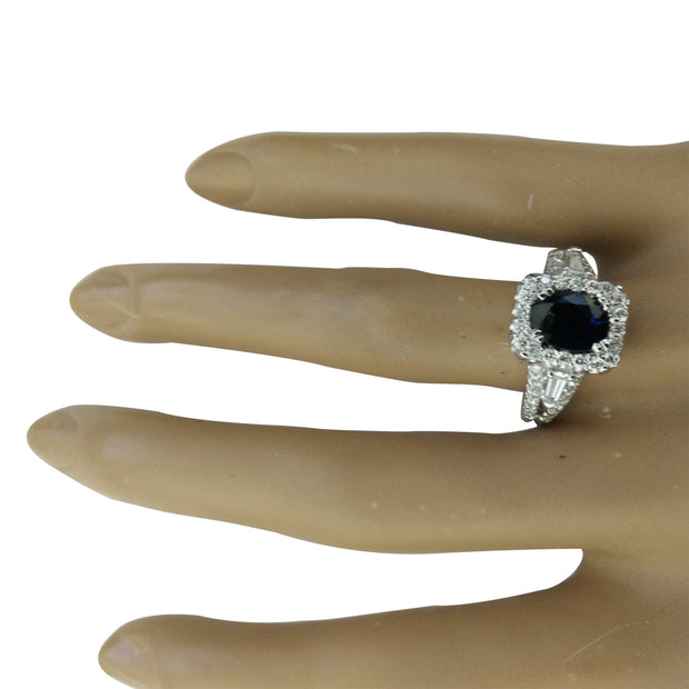 3.10 Carat Sapphire 18K White Gold Diamond ring - Fashion Strada