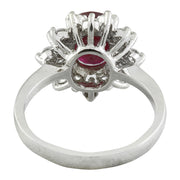 3.50 Carat Ruby 14K White Gold Diamond Ring - Fashion Strada
