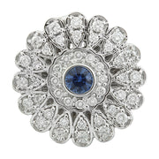 1.70 Carat Sapphire 14K White Gold Diamond Ring - Fashion Strada