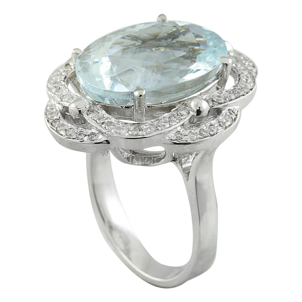 6.97 Carat Aquamarine 14K white Gold Diamond Ring