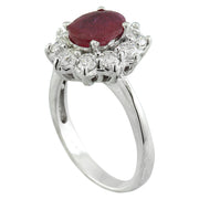 2.81 Carat Ruby 14K White Gold Diamond Ring - Fashion Strada