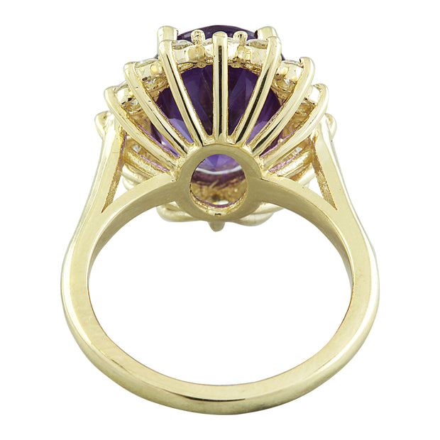 7.26 Carat Amethyst 14K Yellow Gold Diamond Ring - Fashion Strada