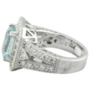 4.68 Carat Aquamarine 14K White Gold Diamond Ring - Fashion Strada