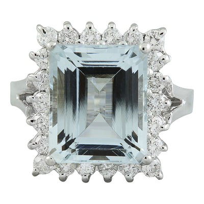 7.23 Carat Aquamarine 18K White Gold Diamond Ring