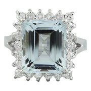 7.23 Carat Aquamarine 14K White Gold Diamond Ring - Fashion Strada