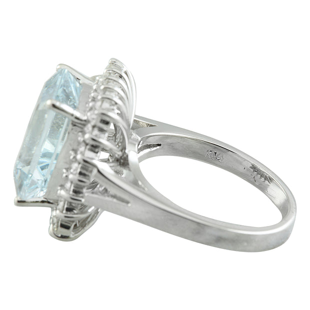 7.23 Carat Aquamarine 14K White Gold Diamond Ring - Fashion Strada