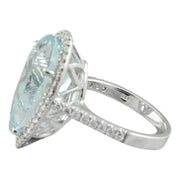 9.93 Carat Aquamarine 14K White Gold Diamond Ring - Fashion Strada
