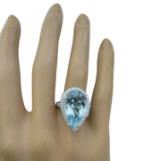 9.93 Carat Aquamarine 14K White Gold Diamond Ring - Fashion Strada