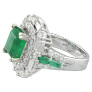 5.75 Carat Emerald 14K White Gold Diamond Ring - Fashion Strada