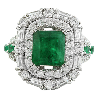 5.75 Carat Emerald 18K White Gold Diamond Ring