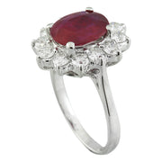 3.35 Carat Ruby 14K White Gold Diamond Ring - Fashion Strada