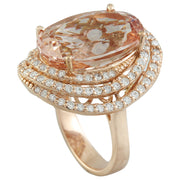 14.58 Carat Morganite 14K Rose Gold Diamond Ring - Fashion Strada
