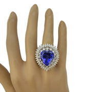 16.22 Carat Heart Tanzanite 14K White Gold Diamond Ring - Fashion Strada