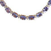 47.30 Carat Tanzanite 14K White Gold Diamond Necklace - Fashion Strada
