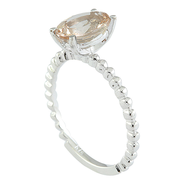 1.50 Carat Morganite 14K White Gold Ring - Fashion Strada