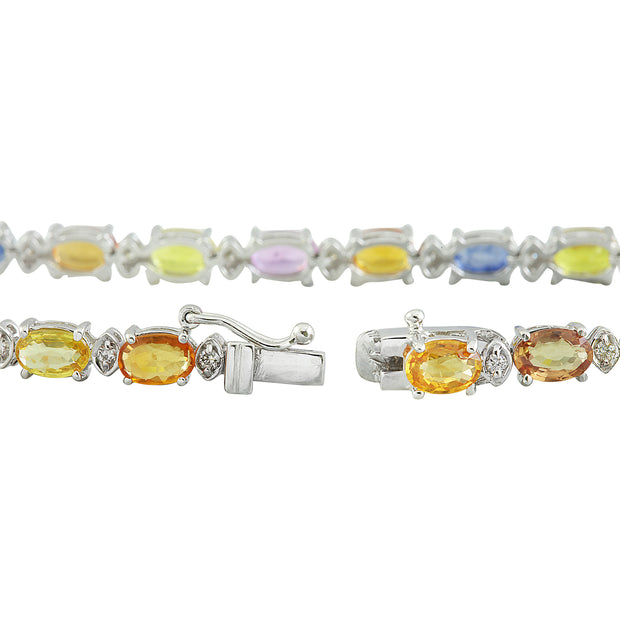 13.35 Carat Sapphire 14K White Gold Diamond Bracelet - Fashion Strada
