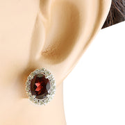 4.00 Carat Garnet 14K White Gold Diamond Earrings - Fashion Strada