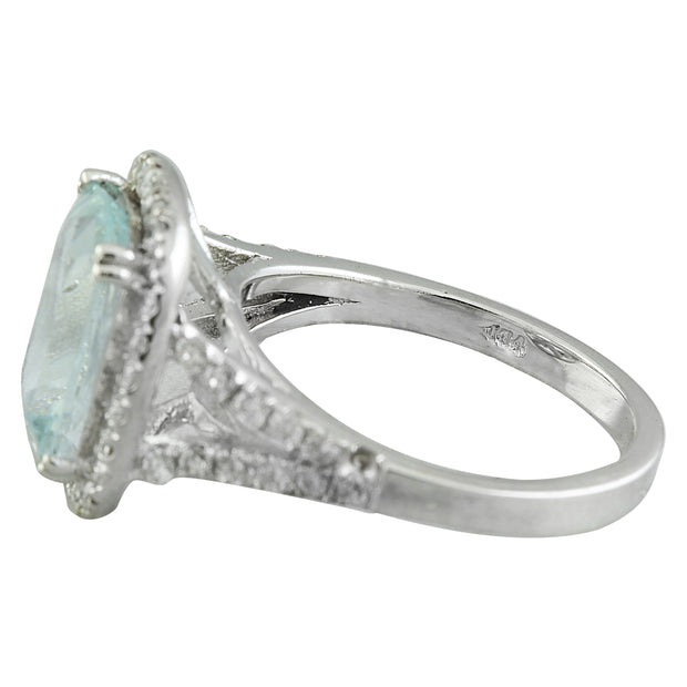 3.90 Carat Aquamarine 14K White Gold Diamond Ring - Fashion Strada