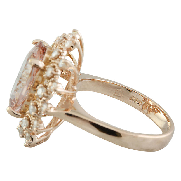 6.01 Carat Morganite 14K Rose Gold Diamond Gold Ring - Fashion Strada