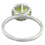 1.69 Carat Peridot 14K White Gold Diamond Ring - Fashion Strada