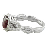 2.23 Carat Ruby 14K White Gold Diamond Ring - Fashion Strada