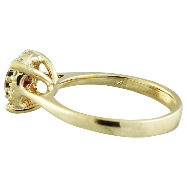 0.72 Carat Garnet 14K Yellow Gold Diamond Ring - Fashion Strada
