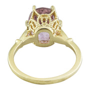 5.41 Carat Kunzite 14K Yellow Gold Diamond Ring - Fashion Strada