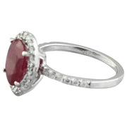 3.44 Carat Ruby 14K White Gold Diamond Ring - Fashion Strada