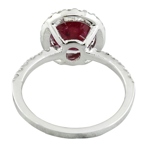 3.44 Carat Ruby 14K White Gold Diamond Ring - Fashion Strada