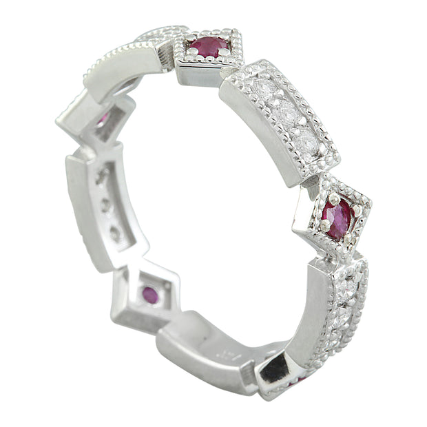 0.46 Carat Ruby 14K White Gold Diamond Ring - Fashion Strada