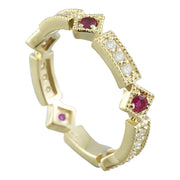 0.43 Carat Ruby 14K Yellow Gold Diamond Ring - Fashion Strada