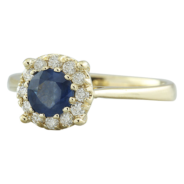 0.72 Carat Sapphire 14K Yellow Gold Diamond Ring - Fashion Strada